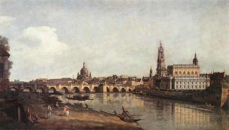 BELLOTTO, Bernardo View of Dresden from the Right Bank of the Elbe with the Augustus Bridge Germany oil painting art